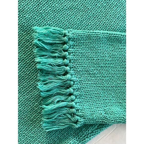 Geometrie WOMEN’S CREWNECK‎ FRINGE DETAIL CABLE KNIT SWEATER GREEN S - Picture 2 of 5